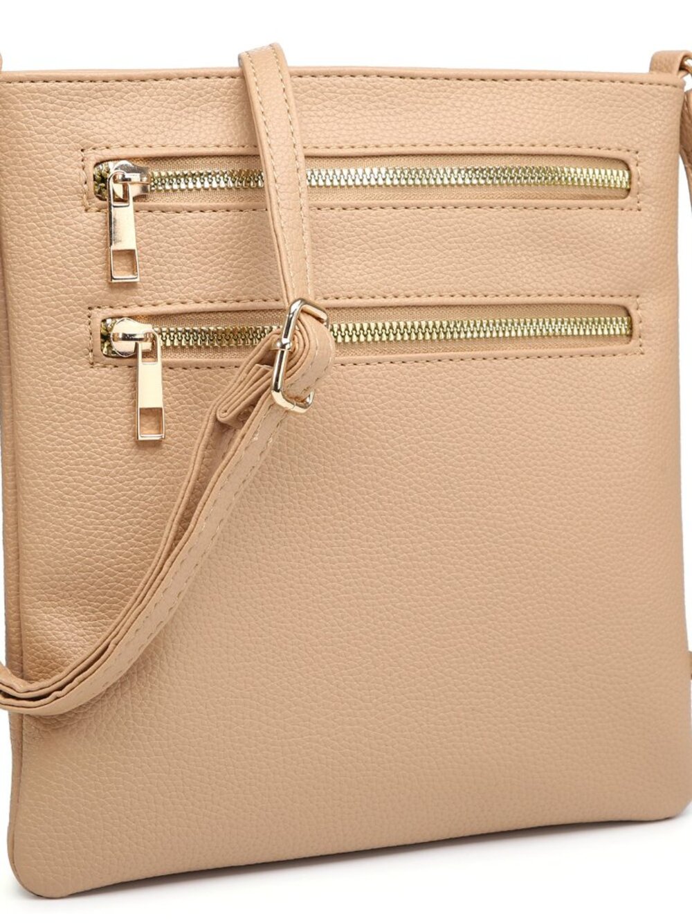 Fashion Zip Pocket Crossbody Bag - Tan